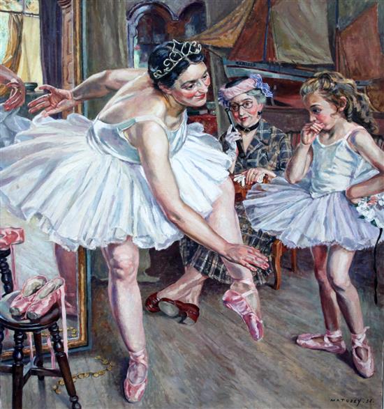 § Pierre Matossy (1891-1969) Interior with ballerina, 46 x 41.5in.